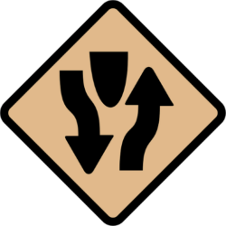 Schild, 2 Pfeile, Gegenverkehr, Hindernis